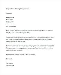Medical Technologist Cover Letter Sample Medical Resignation Letters