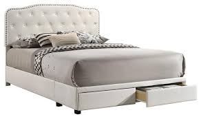 White Faux Leather Storage Platform Bed