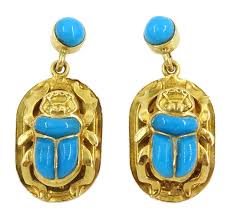 egyptian 18ct gold turquoise scarab