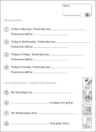 days of the week in english printable