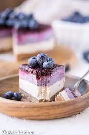 layered blueberry vegan cheesecake