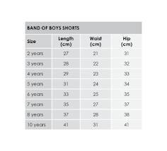 Band Of Boys Shorts Size Chart Annie And Islabean Kids