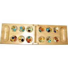 wooden folding mancala game board with