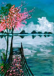 Cherry Blossom Lake Anurva Art