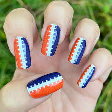 dark orange navy blue football nail wraps