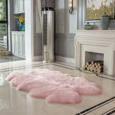 soft fluffy fur sheepskin rug pink