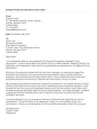 Film Production Assistant Cover Letter New Search For