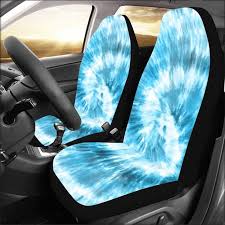 Blue Tie Dye Car Seat Covers 2 Pc Aqua