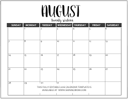 August 2015 Blank Monthly Calendar Download For Free Of Cost
