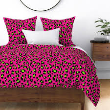 Neon Pink Lime Green Duvet Cover Pink