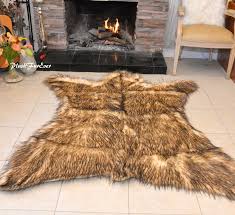australian faux grizzly bear rug black