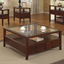 Wooden And Glass Square Center Table