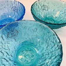 Aqua Blue Murero Glass Bowls Set Of 2