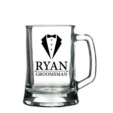 Personalised Groomsman Tankard Glass