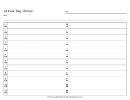 Daily Planner 24 Hour Daily Planner Printable Time Management