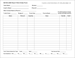T Shirt Order Form Template Cyberuse