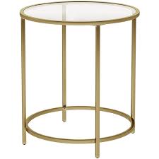 Vasagle Gold Glass Round End Table