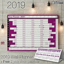 2019 Wall Chart Year Yearly Planner Calender Annual Planner