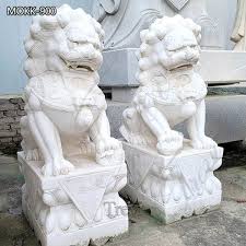 Large Standing Marble Lion Statues