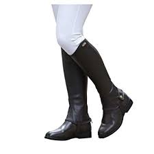Saxon Girls Equileather Half Chaps Boots Black Child Small