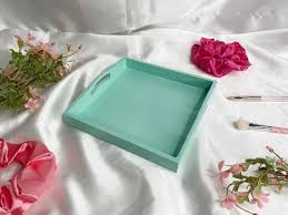 Small Wooden Green Pastel Tray Coffee