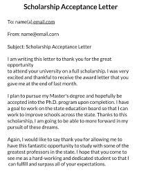 scholarship acceptance letter with