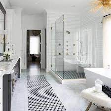 glossy horizontal white bathroom tiles