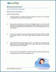 Here you will find a wide range of free printable fourth grade math worksheets, and math activities your child will enjoy. Grade 4 Mixed Word Problem Worksheets K5 Learning