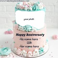 happy anniversary cake with photo and