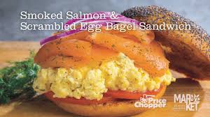smoked salmon and scrambled egg bagel