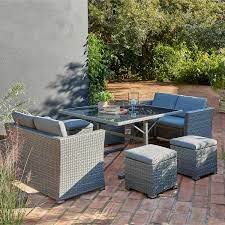 grey rattan cube garden sofa set