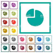 Pie Chart Flat Color Icons With Quadrant Frames Gm Handandbeak