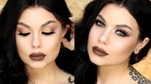 grunge makeup dark lip glowing skin