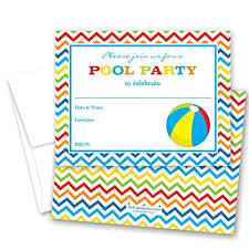 24 Pool Party Beach Ball Fill In Kids Birthday Party Invitations