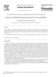 research of hybrid programming c net and matlab topic of abstract of research paper on computer and information sciences author of scientific article yu zhang jian ping an pan chen