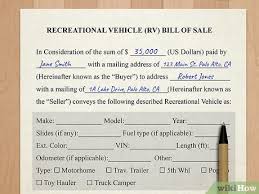 how to write a bill of for an rv