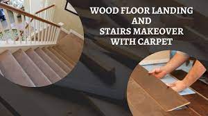 wood floor landing and stairs makeover