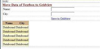 move textbox values to gridview in asp net