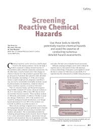 Pdf Screening Reactive Chemical Hazards