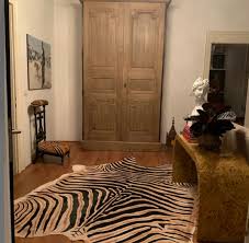 zebra print cowhide rug size 7 x 6