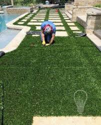 As long as you have the right equipment to first remove the old grass in your yard, you shouldn't have any difficulties installing the turf. Installing Artificial Grass Between Pavers Sgw