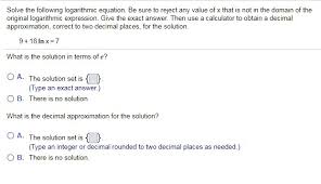 Q4 Q7 Solve The Following Logarithmic