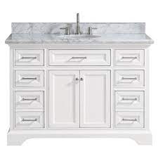 Take your bathroom to a whole new level by updating or replacing the vanity. Home Decorators Collection Windlowe 49 In W X 22 In D X 35 In H Bath Vanity In White With Carrera Marble Vanity Top In White With White Sink 15101 Vs49c Wt The Home Depot