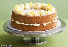 Pipe a spot of whipped cream in the centre, then in a circle around that. Recipe Fluffy Lemon Sponge Cake Daily Mail Online