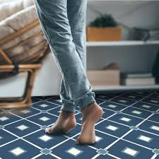 venetian blue geometric vinyl flooring