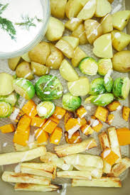 winter vegetables with creamy goat milk