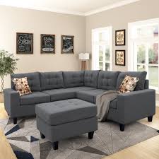casainc modern grey microfiber sofa in