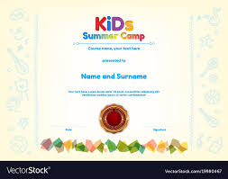 Kids Summer Camp Diploma Or Certificate Template