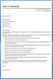 Lab Technician Cover Letter Examples Sample Resume Cover