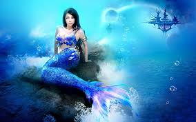 beautiful blue mermaid fantasy 3d and